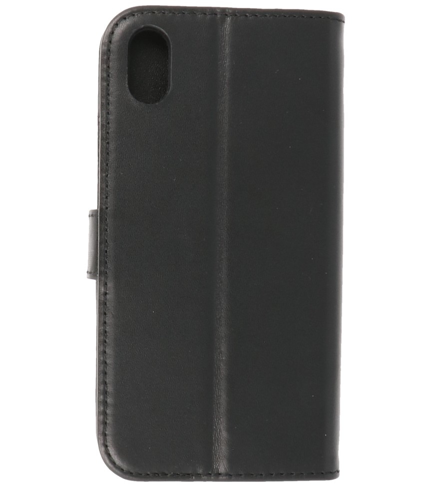 Echtes Leder Case Wallet Case für iPhone XR Schwarz