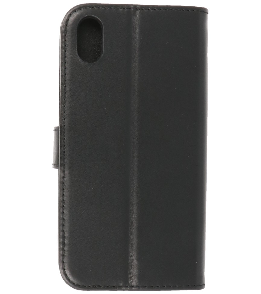 Estuche de cuero genuino para iPhone XR Negro