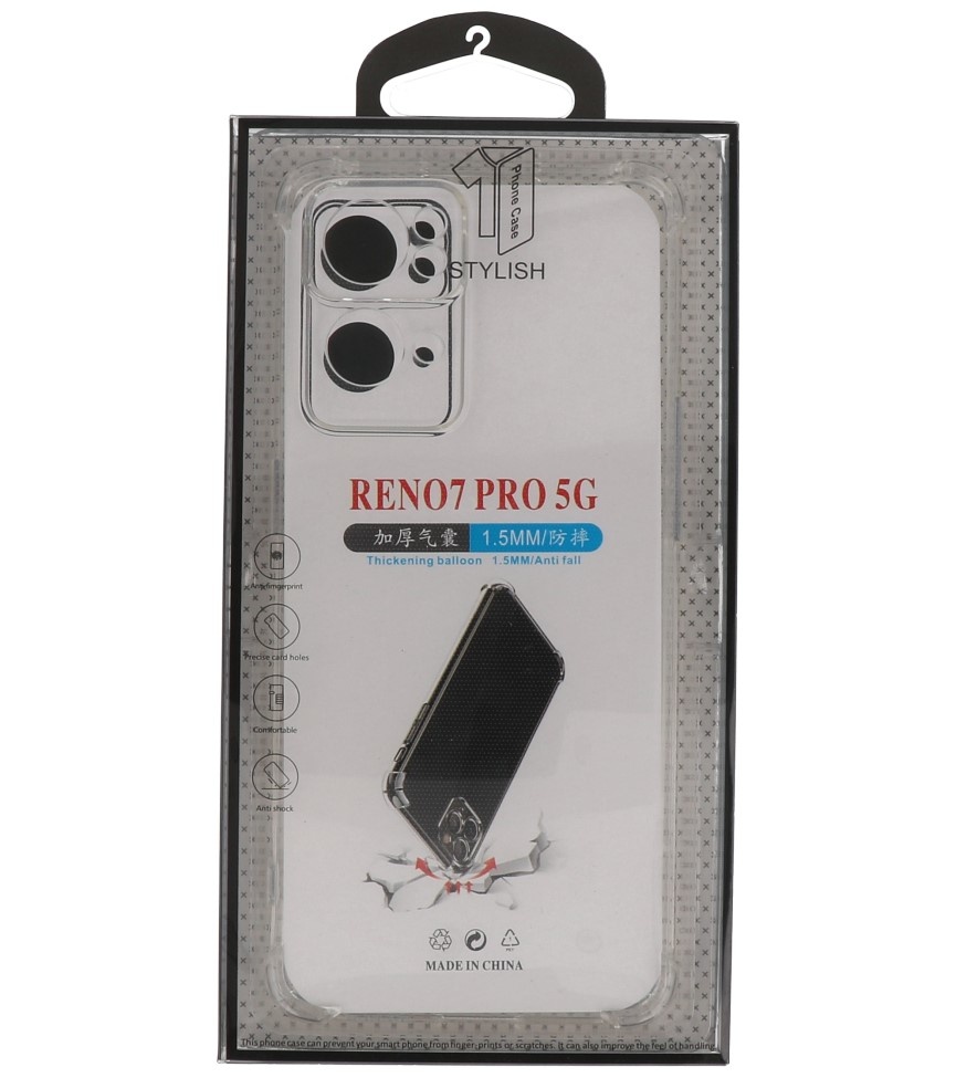 Stødsikker TPU-cover til Oppo Reno 7 Pro 5G Transparent