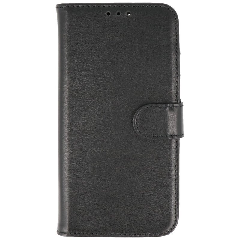Echt Lederen Hoesje Wallet Case voor iPhone 13 Mini Zwart