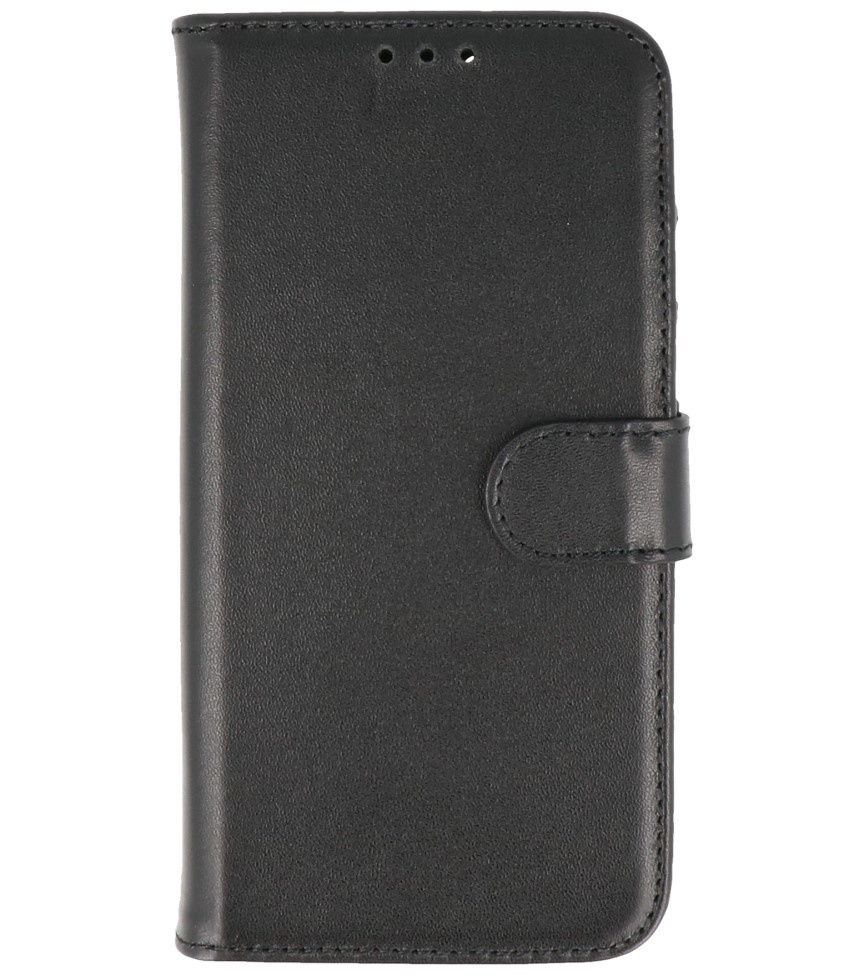 Echt Lederen Hoesje Wallet Case voor iPhone 13 Mini Zwart
