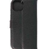 Echt Lederen Hoesje Wallet Case voor iPhone 13 Mini Zwart