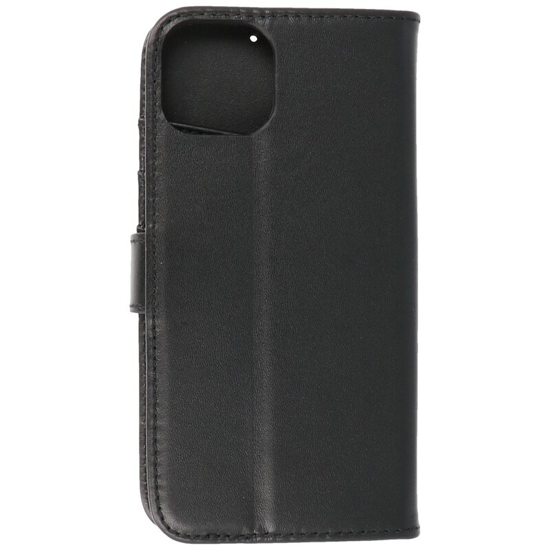 Echt Lederen Hoesje Wallet Case voor iPhone 13 Mini Zwart