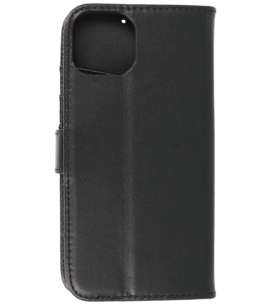 Echt Lederen Hoesje Wallet Case voor iPhone 13 Mini Zwart