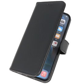 Echt Lederen Hoesje Wallet Case voor iPhone 13 Mini Zwart