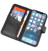 Echt Lederen Hoesje Wallet Case voor iPhone 13 Mini Zwart