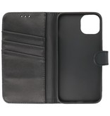 Custodia a portafoglio in vera pelle per iPhone 13 nera