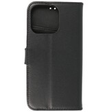 Echt Lederen Hoesje Wallet Case voor iPhone 13 Pro Zwart