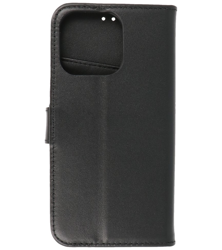 Étui portefeuille en cuir véritable pour iPhone 13 Pro Noir
