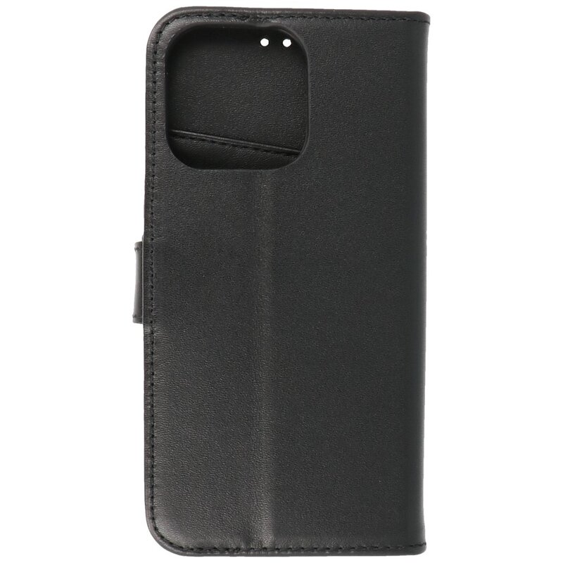 Etui i ægte læder Pung-etui til iPhone 13 Pro Max Sort