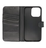 Etui i ægte læder Pung-etui til iPhone 13 Pro Max Sort