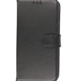 Echt Lederen Hoesje Wallet Case voor iPhone 12 Mini Zwart