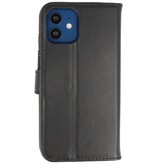 Echtes Leder Case Wallet Case für iPhone 12 Mini Schwarz