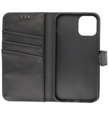 Echt Lederen Hoesje Wallet Case voor iPhone 12 Mini Zwart