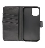 Echtes Leder Case Wallet Case für iPhone 12 Mini Schwarz