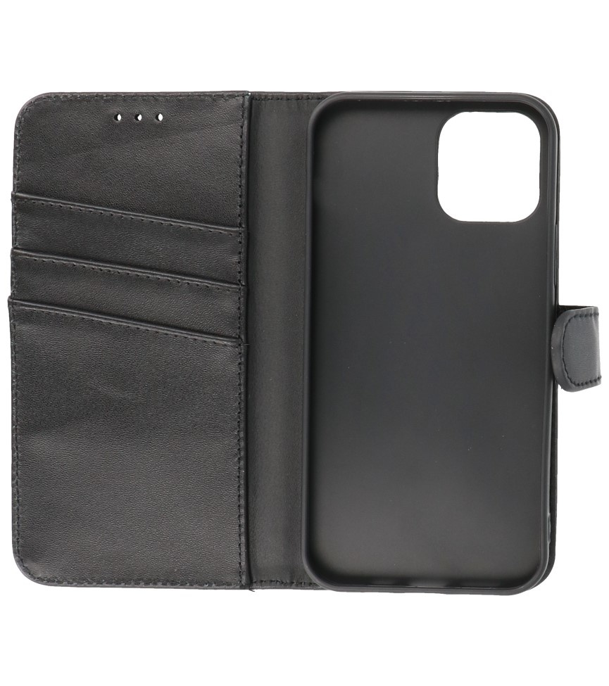 Custodia a portafoglio in vera pelle per iPhone 12 Mini nera