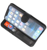 Echt Lederen Hoesje Wallet Case voor iPhone 12 Pro Max Zwart