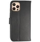 Custodia a portafoglio in vera pelle per iPhone 12 Pro Max nera