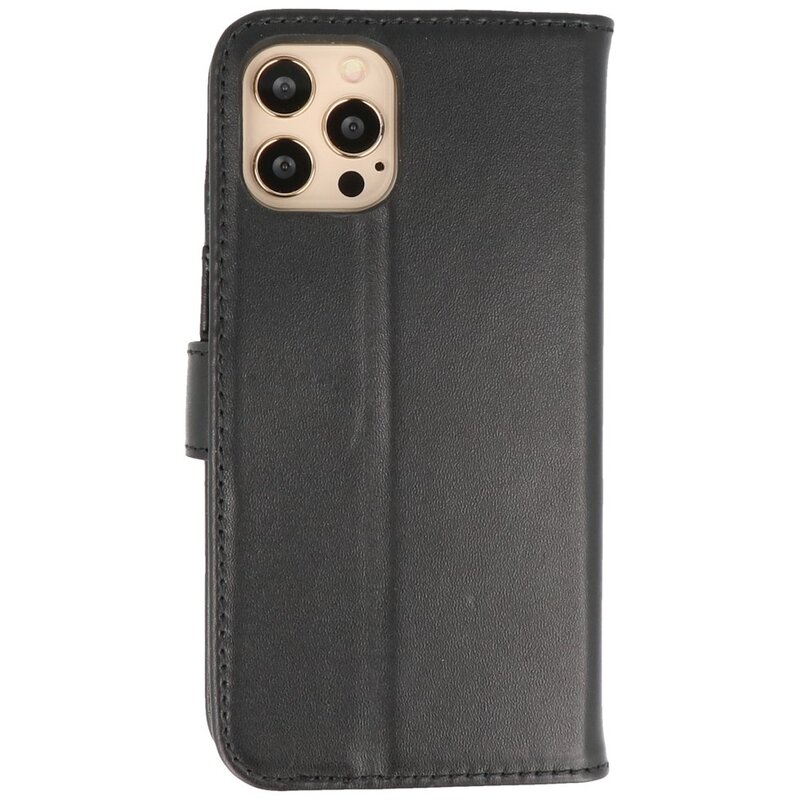Étui portefeuille en cuir véritable pour iPhone 12 Pro Max Noir