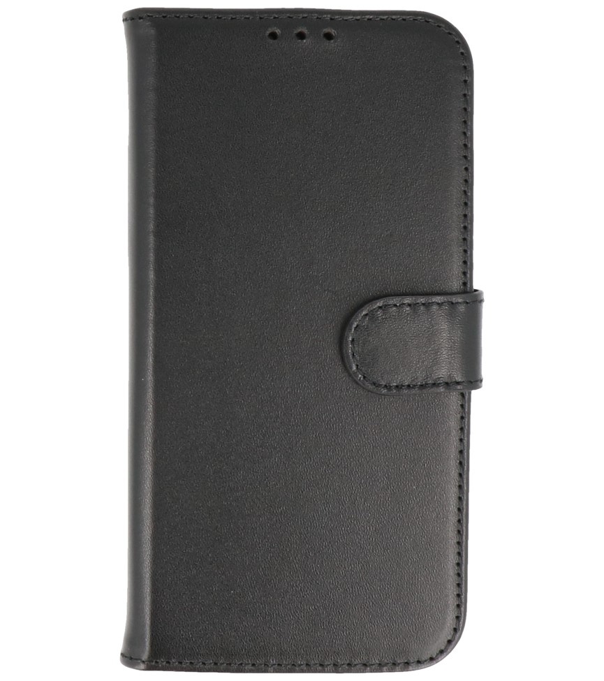 Echt Lederen Hoesje Wallet Case voor iPhone 11 Zwart