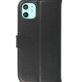 Echt Lederen Hoesje Wallet Case voor iPhone 11 Zwart