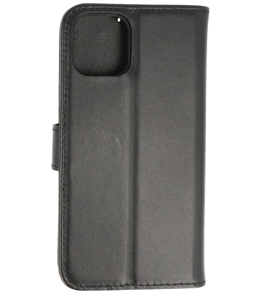 Echt Lederen Hoesje Wallet Case voor iPhone 11 Pro Zwart