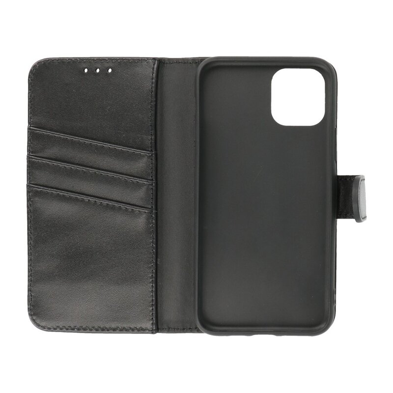 Custodia a portafoglio in vera pelle per iPhone 11 Pro Max nera