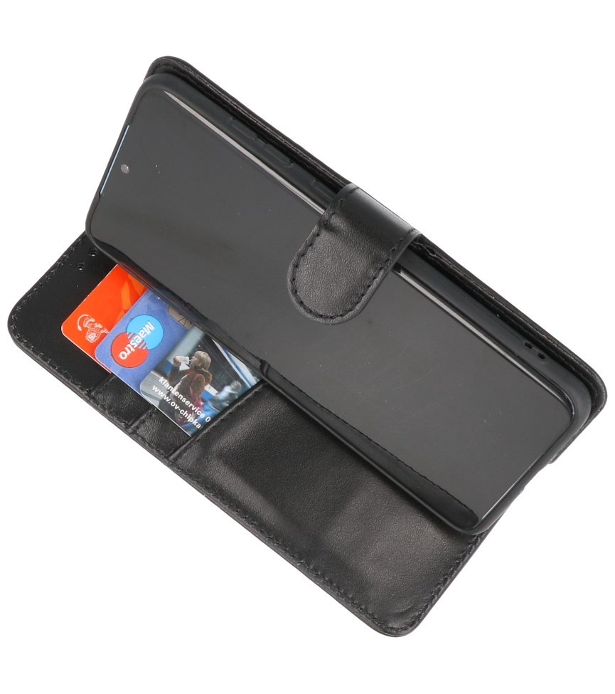 Echtes Leder Case Wallet Case Samsung Galaxy S20 Schwarz