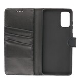 Echtes Leder Case Wallet Case Samsung Galaxy S20 Plus Schwarz