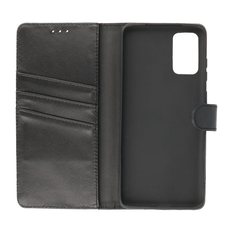 Echtes Leder Case Wallet Case Samsung Galaxy S20 Plus Schwarz