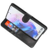 Echt Lederen Hoesje Wallet Case Samsung Galaxy S21 Zwart