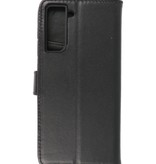 Echt Lederen Hoesje Wallet Case Samsung Galaxy S21 Zwart