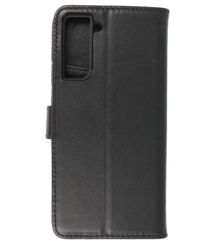 Echt Lederen Hoesje Wallet Case Samsung Galaxy S21 Zwart