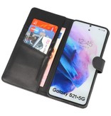 Echt Lederen Hoesje Wallet Case Samsung Galaxy S21 Plus Zwar