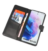 Echt Lederen Hoesje Wallet Case Samsung Galaxy S21 Plus Zwar