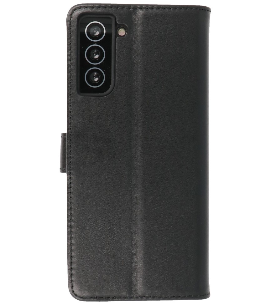 Echtes Leder Case Wallet Case Samsung Galaxy S21 Plus Schwarz