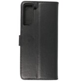 Echtes Leder Case Wallet Case Samsung Galaxy S21 Plus Schwarz