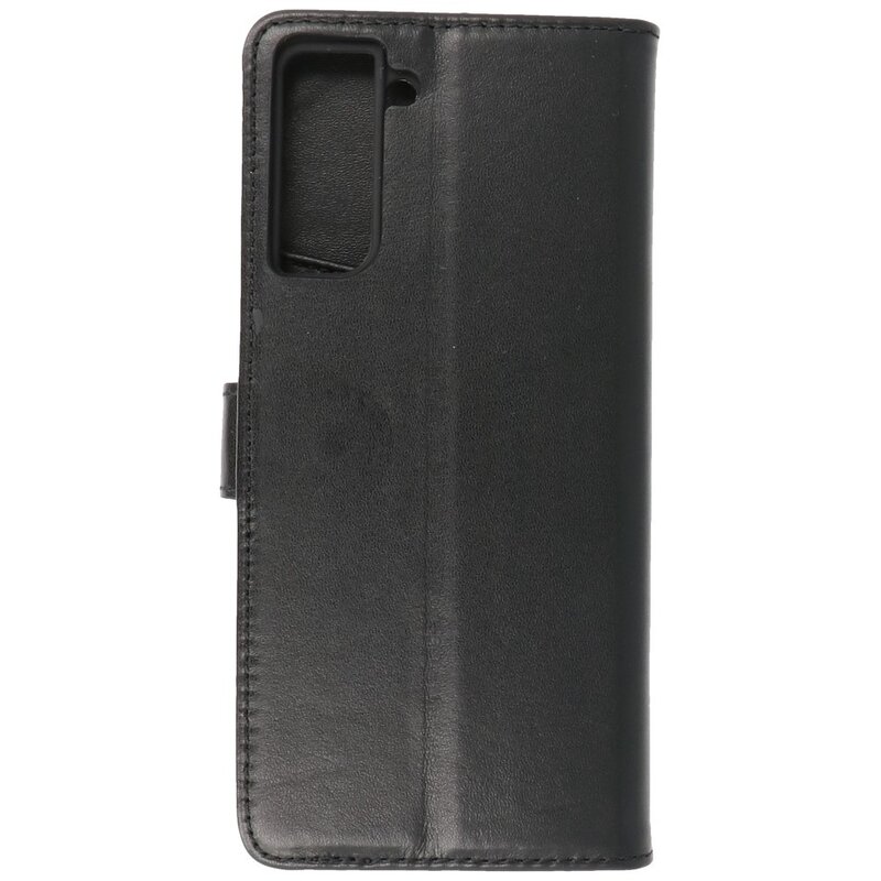 Echtes Leder Case Wallet Case Samsung Galaxy S21 Plus Schwarz