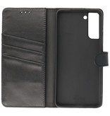 Echtes Leder Case Wallet Case Samsung Galaxy S21 Plus Schwarz