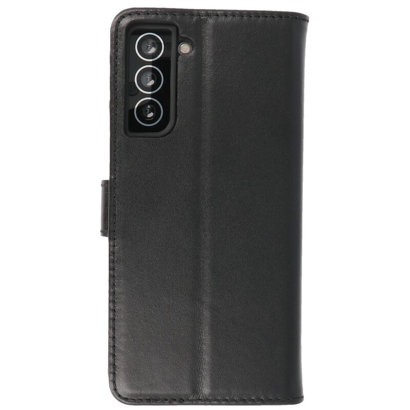 Echtes Leder Case Wallet Case Samsung Galaxy S21 FE Schwarz