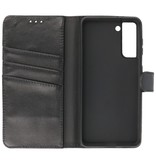 Echtes Leder Case Wallet Case Samsung Galaxy S21 FE Schwarz