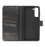 Echt Lederen Hoesje Wallet Case Samsung Galaxy S21 FE Zwart