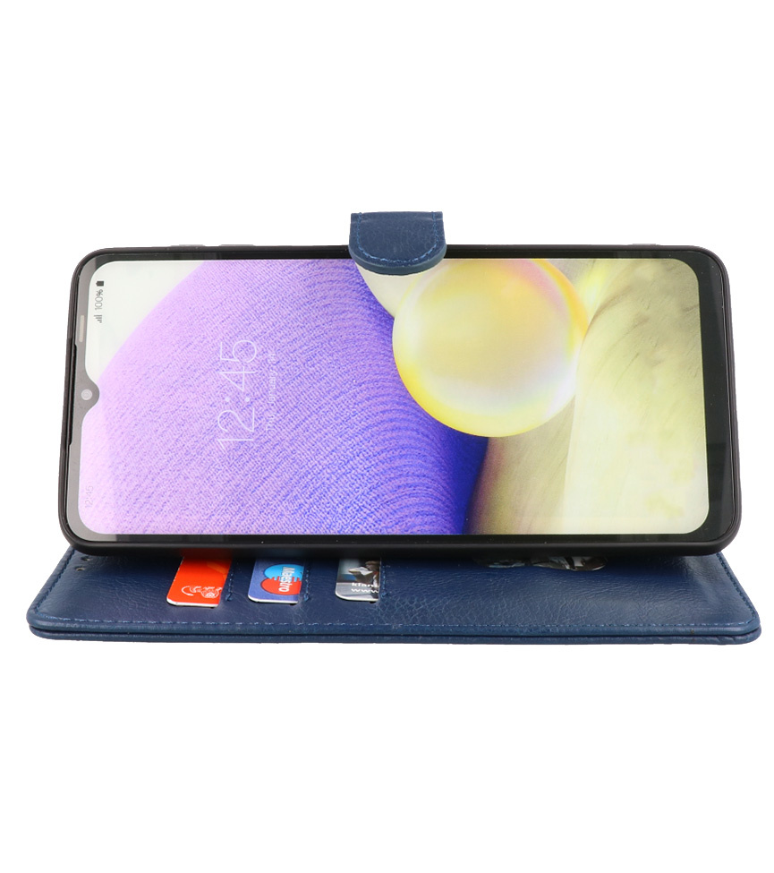 Bookstyle Wallet Cases Coque pour Samsung Galaxy S22 Ultra Bleu Marine