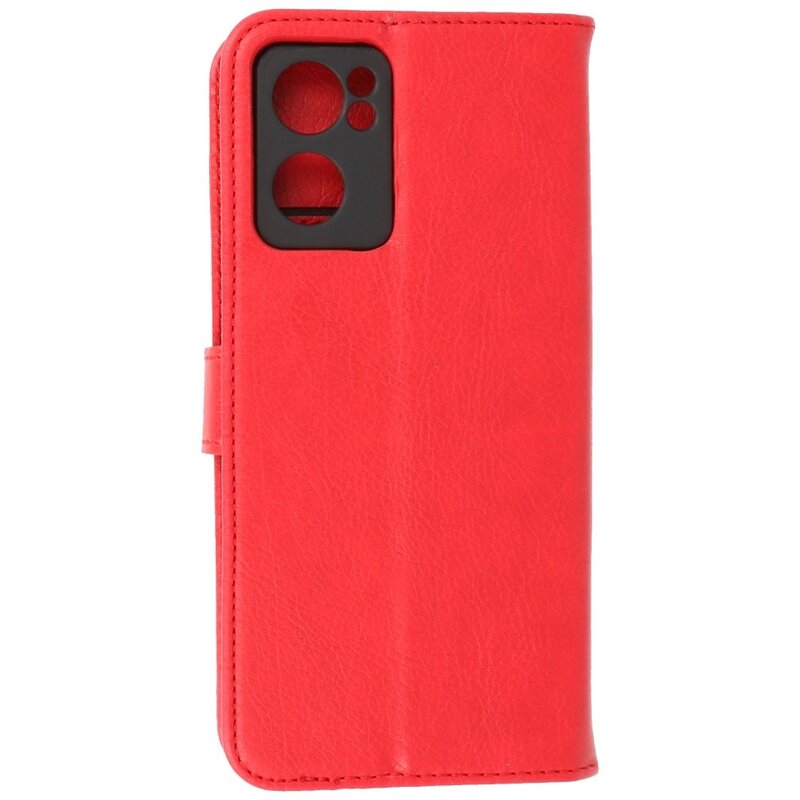 Bookstyle Wallet Cases Cover pour Oppo Reno 7 SE 5G Rouge