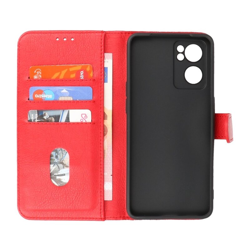 Bookstyle Wallet Cases Cover pour Oppo Reno 7 SE 5G Rouge