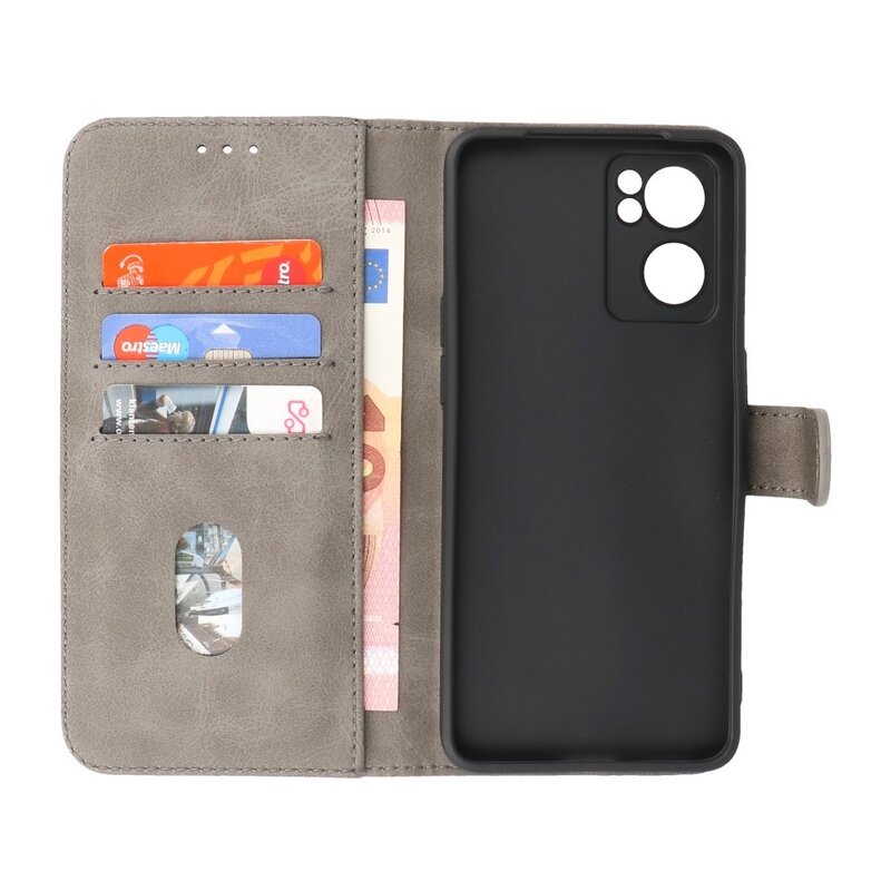 Bookstyle Wallet Cases Cover für Oppo Reno 7 SE 5G Grau