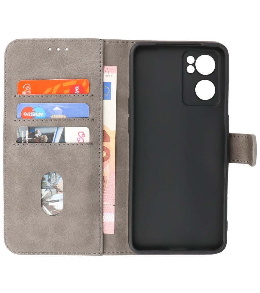 Bookstyle Wallet Cases Cover für Oppo Reno 7 SE 5G Grau