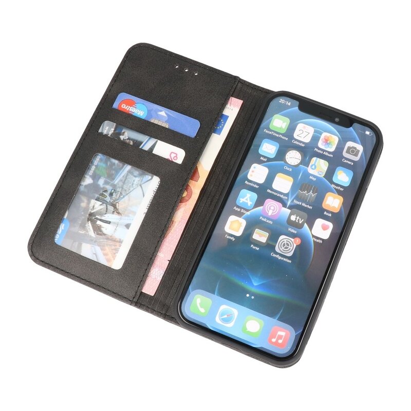 Magnetic Folio Book Case for iPhone 12 - 12 Pro Black