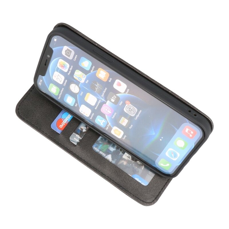 Magnetisch Folio Book Case voor iPhone 12 - 12 Pro Zwart