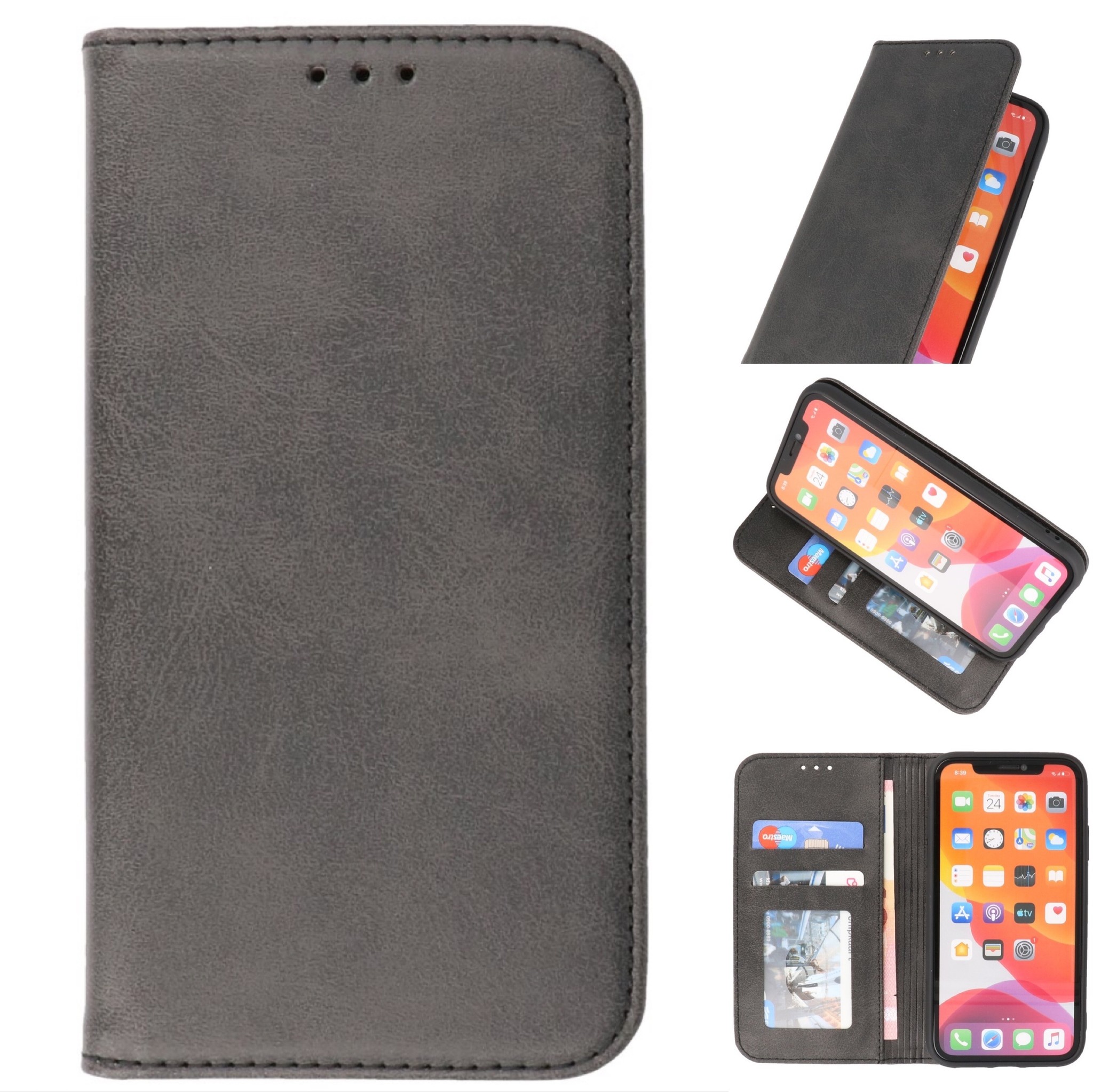 Magnetic Folio Book Case für iPhone 11 Pro Schwarz